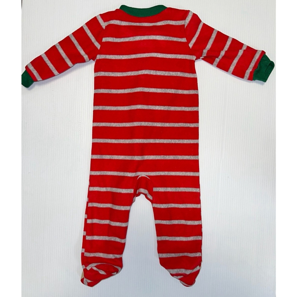 Unisex Baby Just One You by Carter's 9M Red footed pajamas reindeer Christmas - Picture 3 of 4